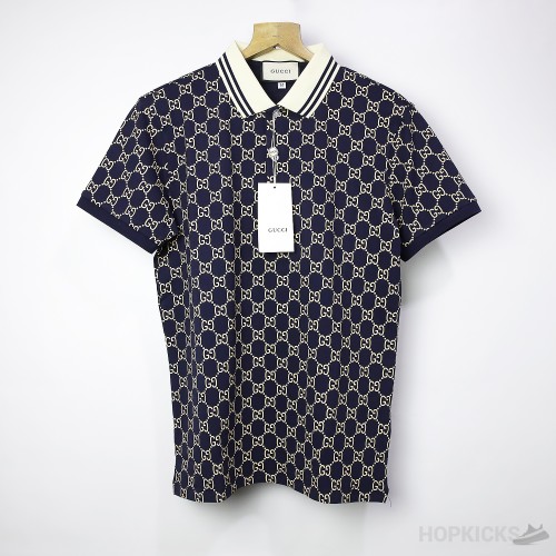 GG Stretch Cotton Polo Shirt Navy